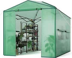 lot O-101-BL image: Pop Up Greenhouse 12x8 FT,Portable Walk-in Indoor Outdoor Greenhouse for Garden Patio Backyard,Zippered Doors and Window,PE Cover,144x96 inch