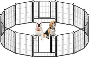 lot P-118-BL image: 243240 Inch Height Bold Metal Foldable Heavy-Duty Pet Playpen with Door, Available in 8162432 Panels IndoorOutdoor Portable Kennel, DogAnimals Exercise Fence Cage for Yard, RV, Camping