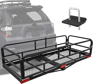 lot U-104-BL image: Hitch Cargo Rack, 60 x 24 x 14 Inch Folding Hitch Mount Cargo Carrier with High Side Rails for Trailer RV Truck SUV Van, 500 lbs. Capacity, 2 Receiver