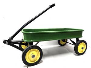lot 54 image: Vintage Green Metal Wagon in John Deere Colors