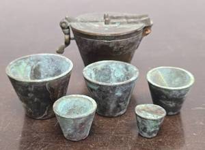 lot 75 image: Antique Brass or Bronze Apothecary Nesting Weight Cup Set