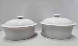 lot 86 image: 2 - ARABIA Finland Oval Covered Baking Dishes 