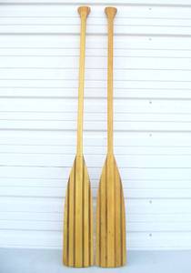 lot 11 image: Nice Pair of FEATHER BRAND Wooden Canoe PaddlesOars