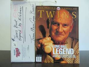 lot 13 image: MN TWINS Magazine Autographed by Harmon Killebrew