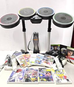lot 113 image: Nintendo Wii Video Games wRock Band Drum Set & a few Games for Other Systems