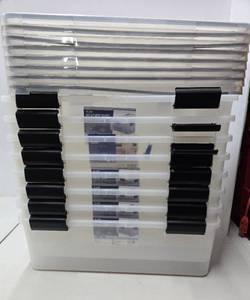 lot 114 image: Lot of 8 Quality IRIS Weathertight Totes wLids - 41qt