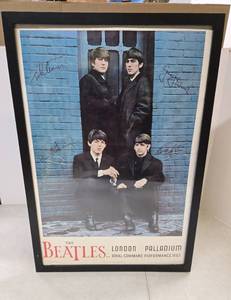 lot 162 image: Framed Vintage THE BEATLES London Palladium Concert Poster 