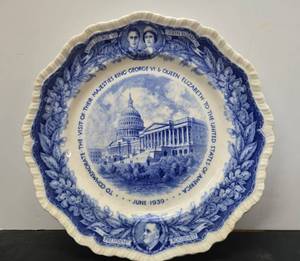 lot 177 image: Vintage 1939 Presentation Plate to Commemorate King George & Queen Elizabeth USA Visit wFDR