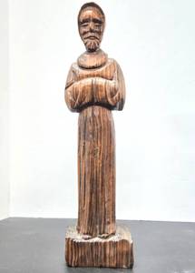 lot 191 image: 13.5 Mid Century Spanish Carved Wood Religious Figure - Saint Francis