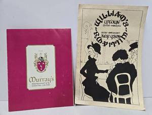 lot 216 image: 2 Large Vintage Minneapolis Restaurant Menus - Murrays & Williams 