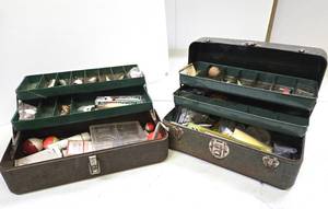 lot 246 image: 2 Vintage Tackle Boxes wLures & Supplies