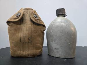 lot 254 image: Original WW2 Canteen w WW1 Canvas Cover