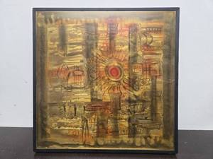 lot 266 image: Vintage Handmade Metallic Design Studio Metal Etching Artwork by Bernhard Rohne