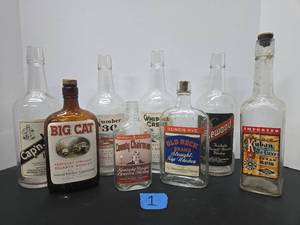 lot 272 image: Great Looking Group of Old Whiskey Bottles wLabels #1