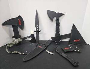 lot 276 image: Group wMTech Hand Axes & Dagger
