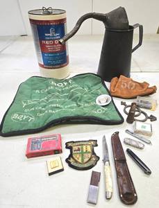 lot 297 image: Estate Lot of Misc Vintage Items - Advertising Hunting Fishing etc 