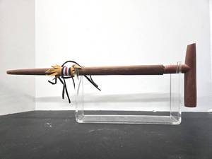 lot 299 image: Native American Peace Pipe wLarge Pipestone Head