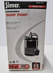 lot 185 image: Like-New Working SIMER Submersible Sump Pump 