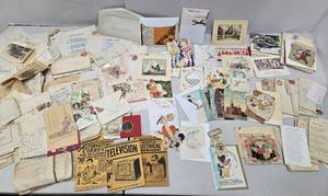 lot 322 image: Large Unsearched Estate Lot of Vintage & Antique Paper Items Postcards Letters & More