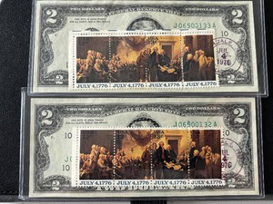 lot 3 image: $2 Dollar Bills with Postmark Consecutive