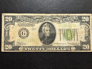 lot 50 image: 1934 Green Seal $20 Federal Reserve Note