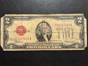 lot 51 image: 1928 D Red Seal $2 Dollar Note