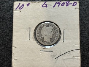 lot 57 image: 1908-D Barber Dime