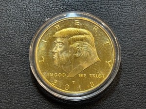 lot 58 image: 2018 Gold Layered Donald Trump Medallion