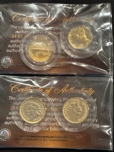 lot 65 image: Gold Layered Mercury Dimes and Indian Head Cents