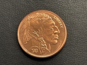 lot 68 image: 1 Ounce .999 Fine Copper Round Buffalo