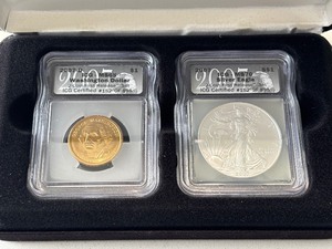 2007 Silver Eagle MS70 and 2007-D Washington Dollar MS65 ICG 2-Coin First Release Set #152 of 895