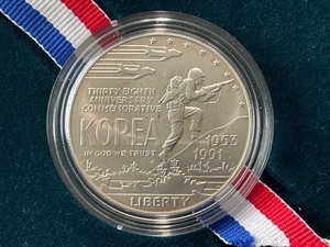 lot 79 image: 1991-D Korean War Memorial Silver Dollar