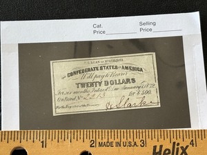 lot 107 image: $20 Confederate Bond