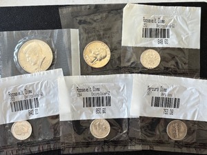 lot 114 image: Silver Half Dollar, Quarter, and Dimes