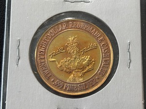 lot 142 image: .999 Fine Silver $28 Dollar Gaming Token Gold Plated