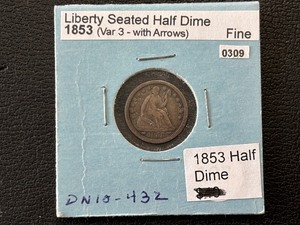 lot 7 image: 1853 Liberty Seated Half Dime