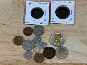 lot 93 image: Foreign Coins and Kennedy Half Dollar