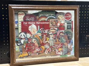 lot 36 image: Framed Mirrored Coca-Cola Decor