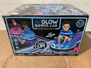 lot 228 image: 6V Blue Glow Bumper Car, Battery Powered Ride on for Children, Ages 1.5, by Flybar