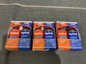 lot 155 image: LOT OF 3 2PCS Vicks DayQuil and NyQuil Cold and Flu Liquid, Cold and Flu Medicine for Adults