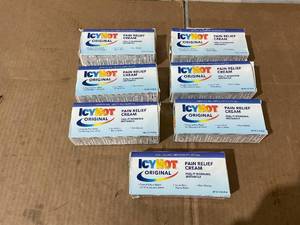 lot 249 image: LOT OF 7 Icy Hot Original Topical Pain Reliever Cream and Numbing Muscle Rub for Joint Pain Relief, 10% Menthol and 30% Methyl Salicylate, 3 oz