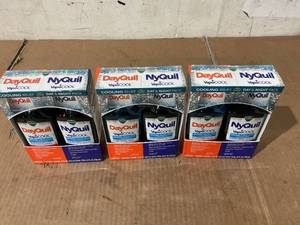 lot 265 image: LOT OF 3 Vicks DayQuil and NyQuil Severe Cold and Flu Liquid, Cold Medicine for Adults