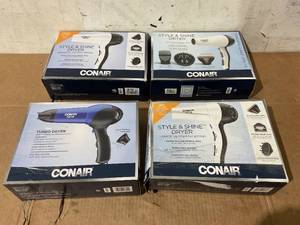 lot 280 image: LOT OF 4 Conair Hair Dryers