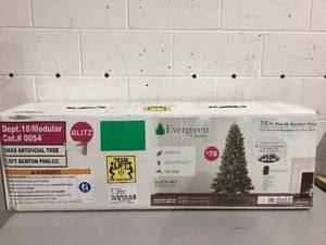 lot 494 image: Evergreen Classics 7.5ft Pre-Lit Benton Pine Artificial Christmas Tree, Color-Changing LED Lights