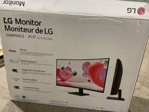 lot 186 image: LG 32 FHD Curved 100Hz Monitor with FreeSync - 32MR50CS