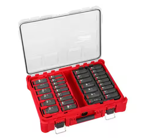 lot 76 image: 31PCS Milwaukee SHOCKWAVE Impact-Duty 12 Drive Metric and SAE Deep Well Impact PACKOUT Socket Set