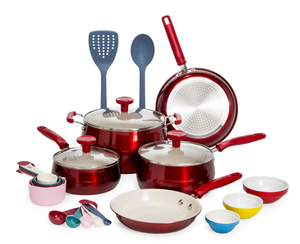 lot 191 image: 23PCS Tasty Clean Ceramic Non-Stick Aluminum Cookware Set