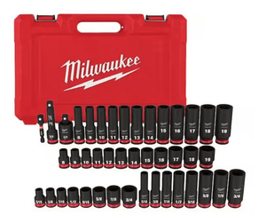 lot 514 image: 43PCS Milwaukee SHOCKWAVE 38 Drive SAE and Metric 6 Point Impact Socket Set