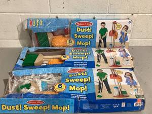 lot 572 image: LOT OF 3 6PCS Melissa & Doug Dust Sweep Mop Wood Pretend Play Preschool Cleaning Set