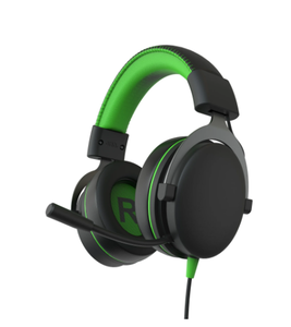lot 113 image: Onn Xbox Wired Video Game Headset with 3.5mm Connector, Flip-to-Mute Mic, Cooling Gel Earpads and 50mm Speakers - Black and Green